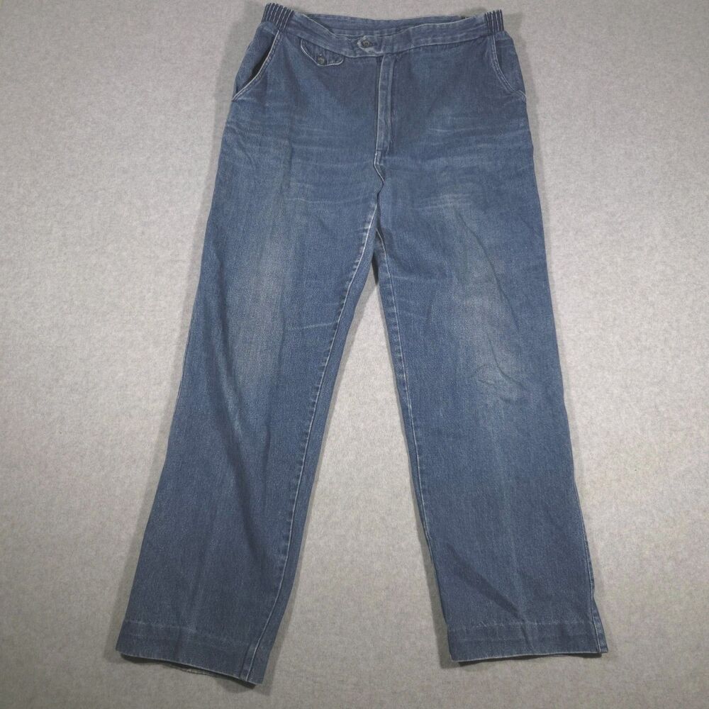 Vintage Pizzazz Jeans Womens Size 16 Made In USA Elastic Waist Straight Leg